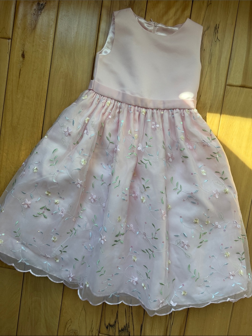 Cinderella Pink Floral Embroidered Girls' Formal Dress